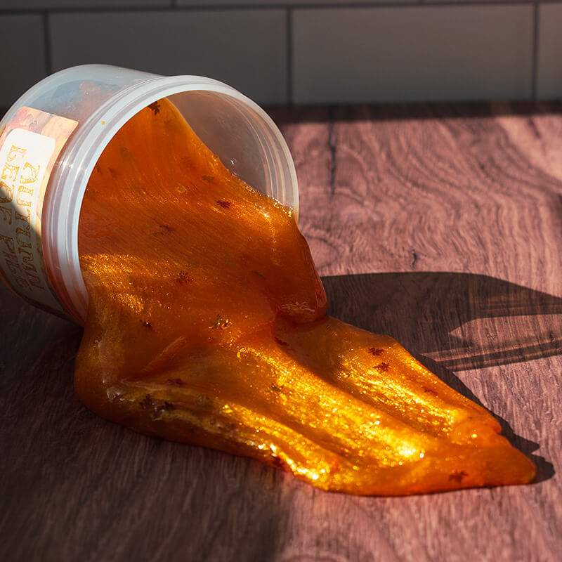 golden coated clear slime