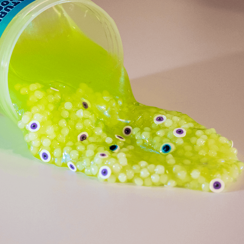 iridescent green clear slush bead slime