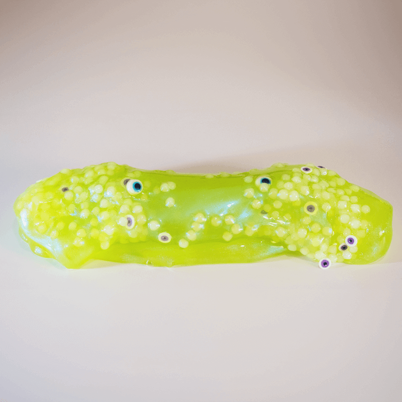 iridescent green clear slush bead slime