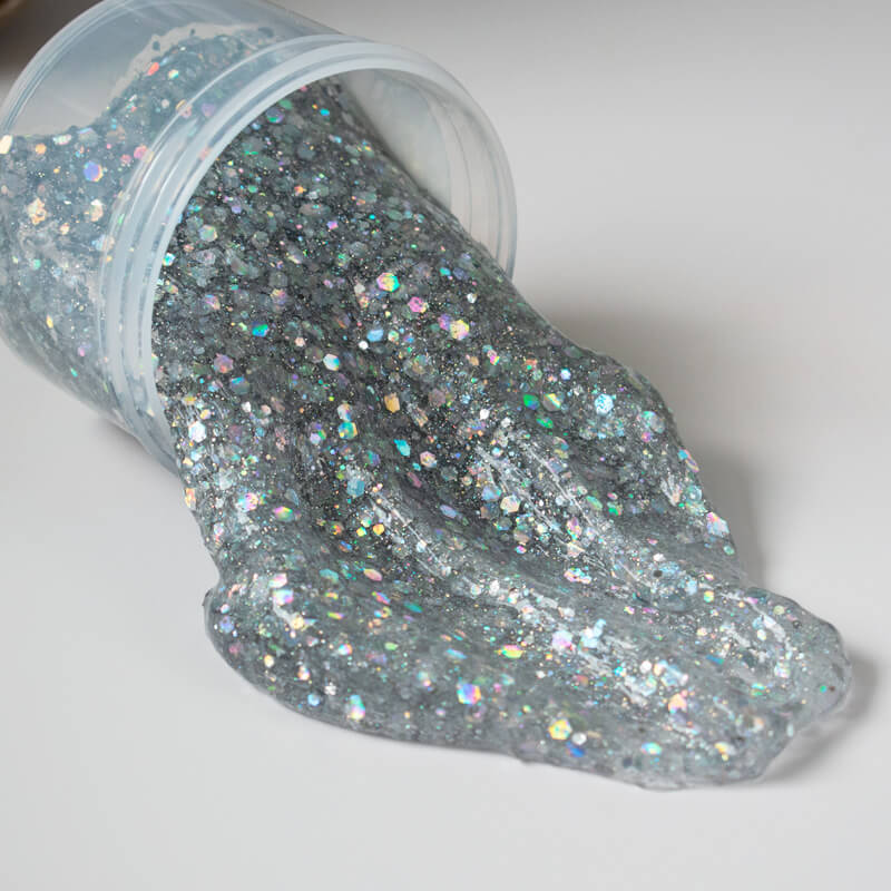 Clear base slime with holo glitter