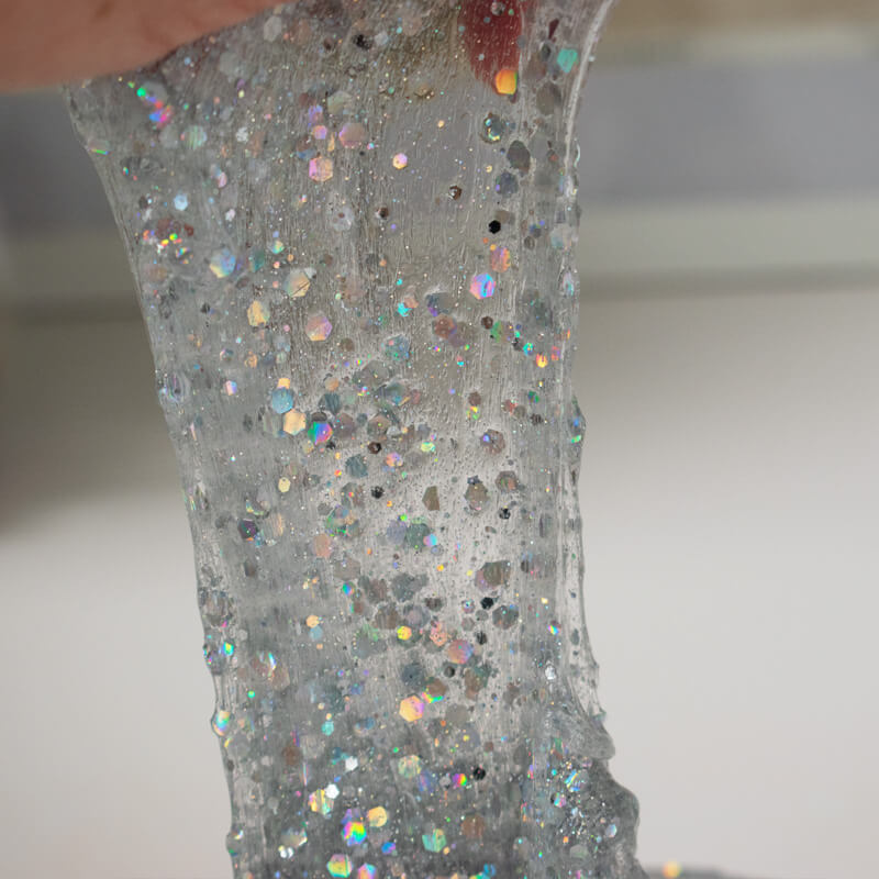 Clear base slime with holo glitter