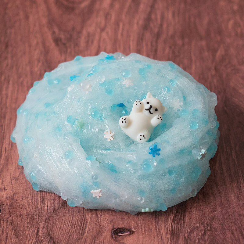 Thick jelly bead bomb clear w/ blue & clear glow beads