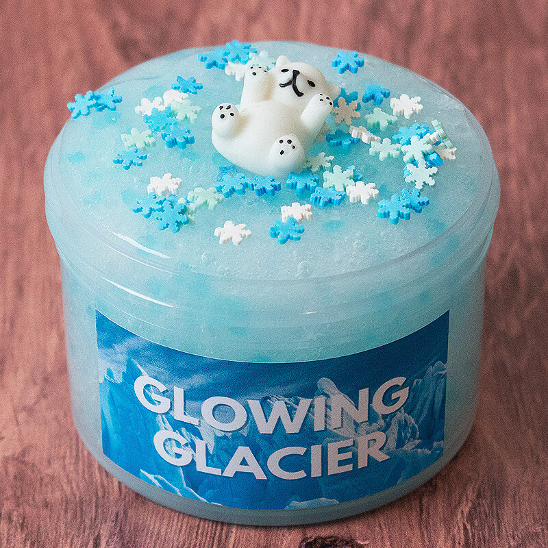 Thick jelly bead bomb clear w/ blue & clear glow beads