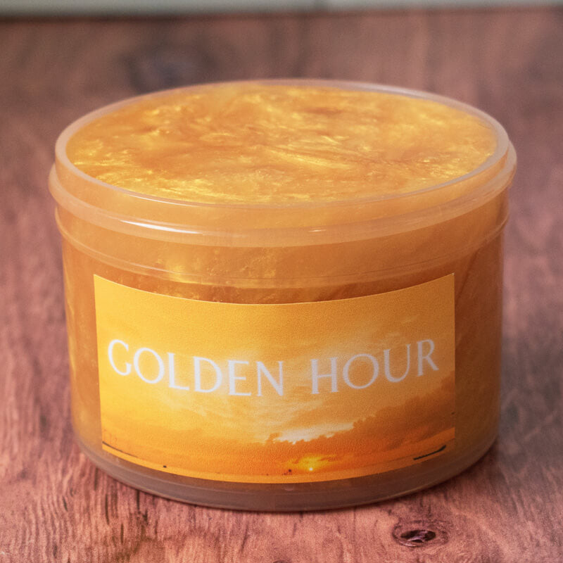 coated clear slime with golden color