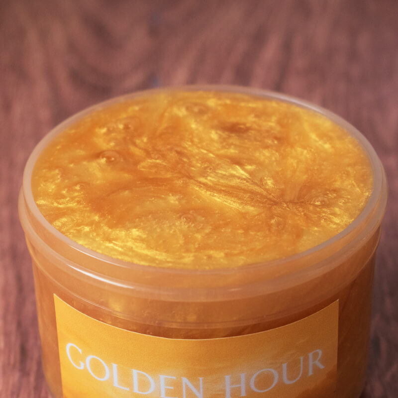 coated clear slime with golden color