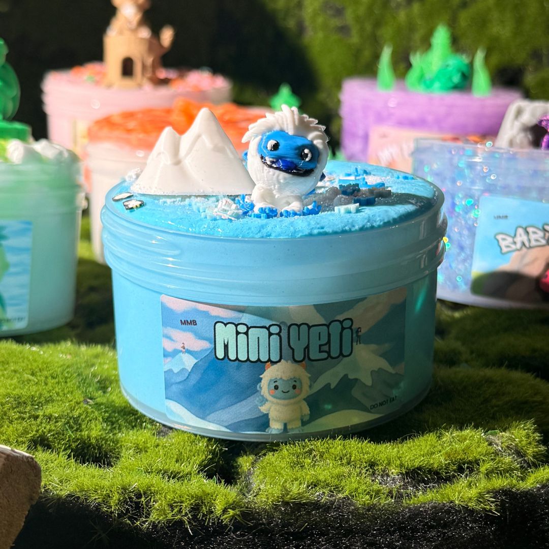 Light blue slime tub labeled &