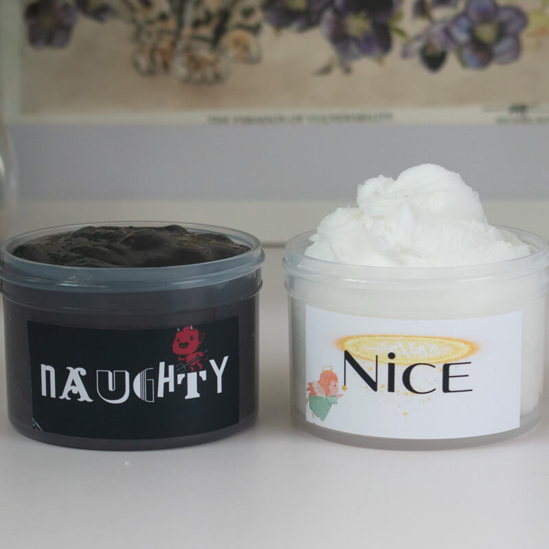 white cloud cream with gold foil & black T&G with clay balls