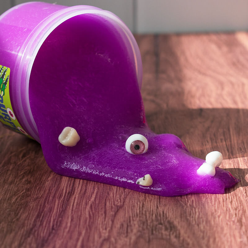 neon purple coated clear slime
