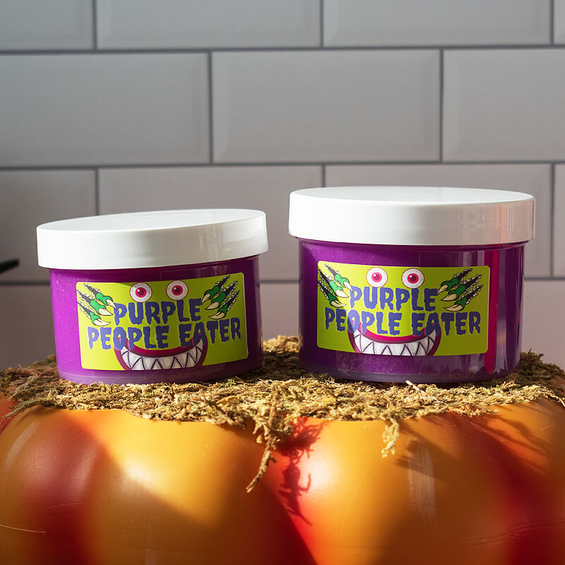 neon purple coated clear slime