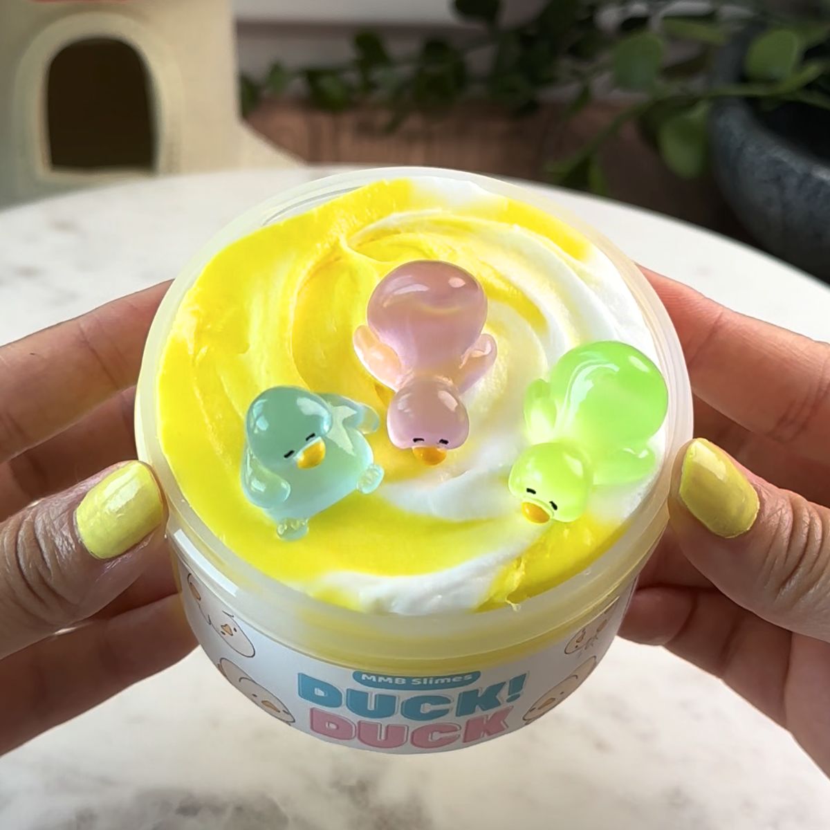 Duck Duck Yellow and White Cloud Cream Slime - Mythical Mushbunny Slimes