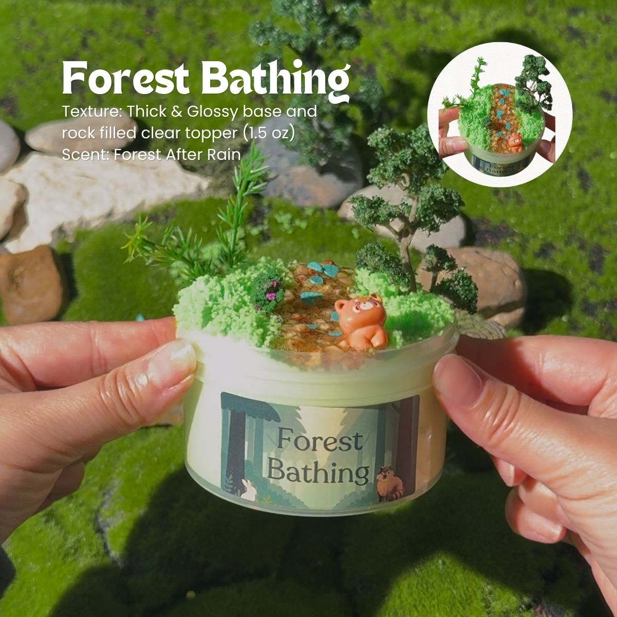 Forest Bathing | Thick & Glossy Slime with Coated Clear Topper - Mythical Mushbunny Slimes