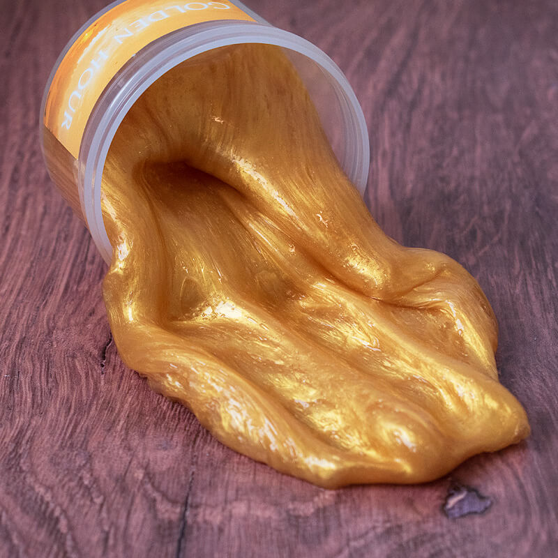 coated clear slime with golden color