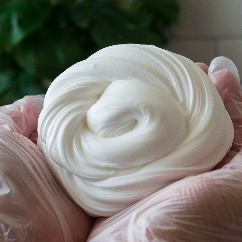 white TnG slime with clay piece