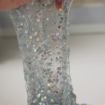 Clear base slime with holo glitter