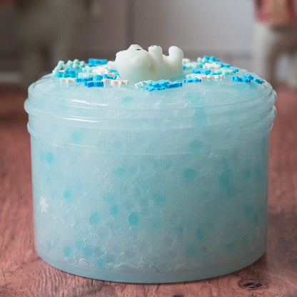Thick jelly bead bomb clear  w/ blue &amp; clear glow beads