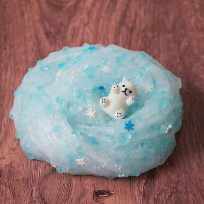 Thick jelly bead bomb clear  w/ blue &amp; clear glow beads
