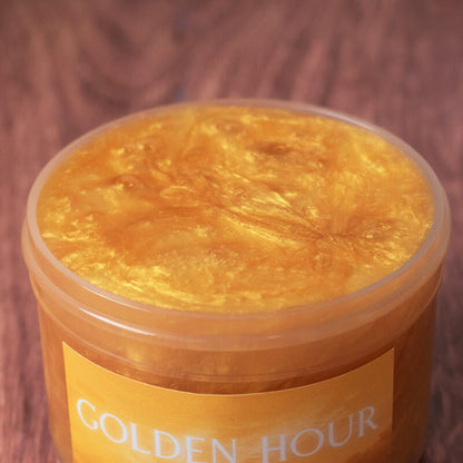 coated clear slime with golden color