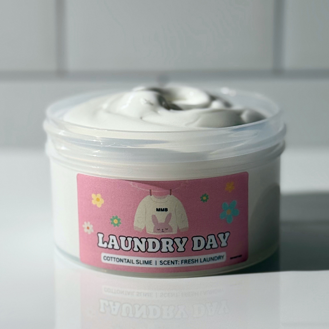 Laundry Day slime with soft white cottontail texture