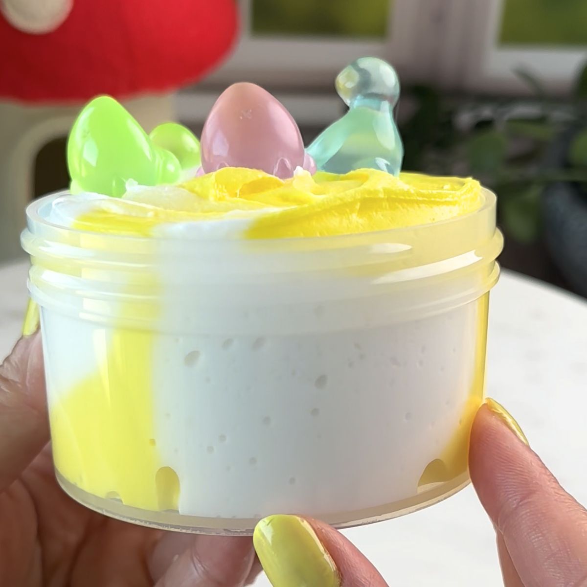 Duck Duck Yellow and White Cloud Cream Slime - Mythical Mushbunny Slimes