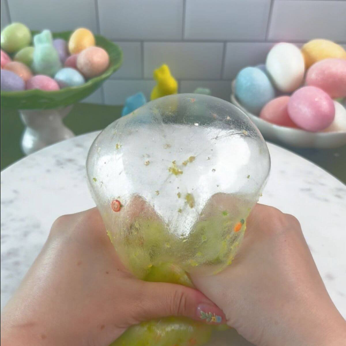 Gardening Gnome – Textured Clear Slime - Mythical Mushbunny Slimes