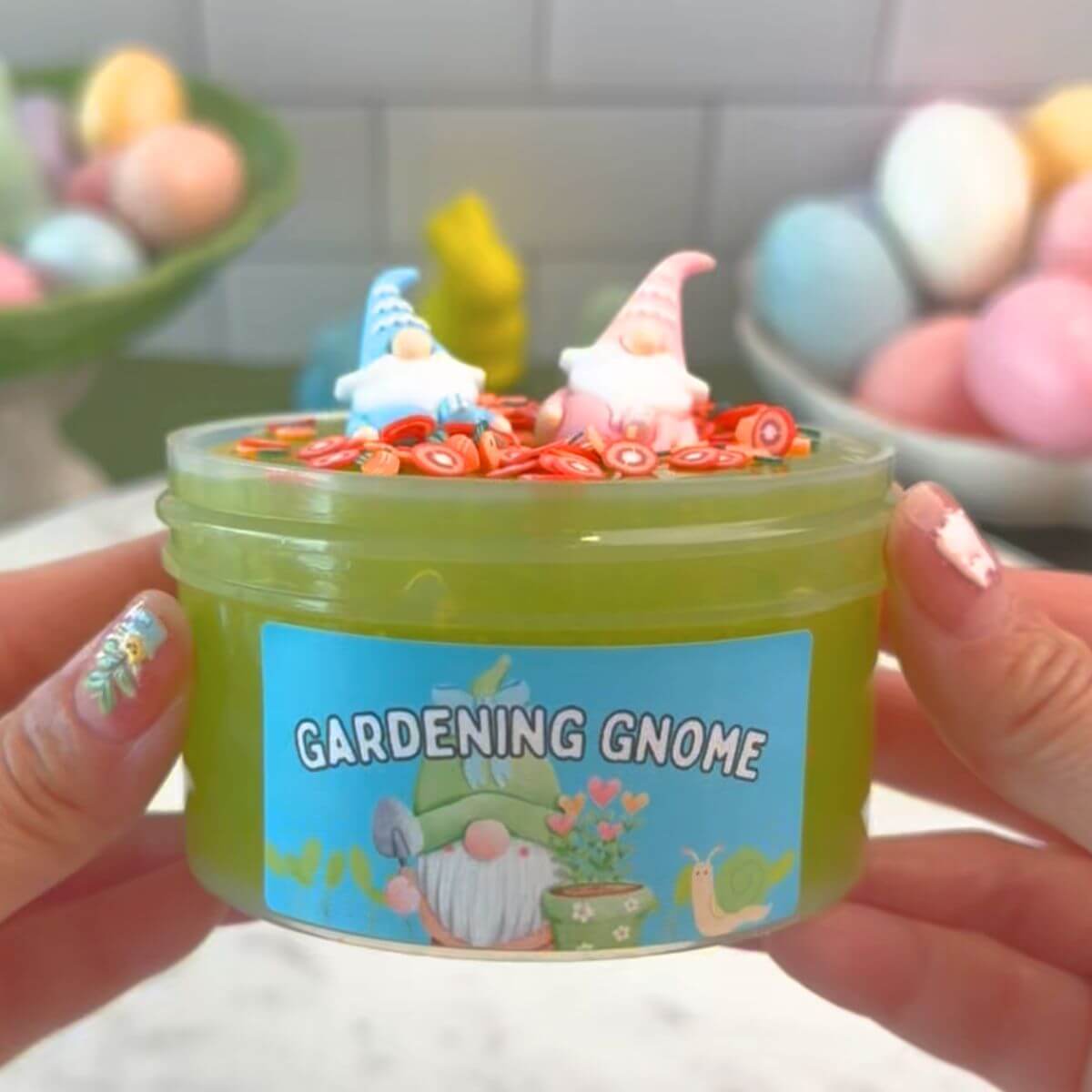 Gardening Gnome – Textured Clear Slime - Mythical Mushbunny Slimes