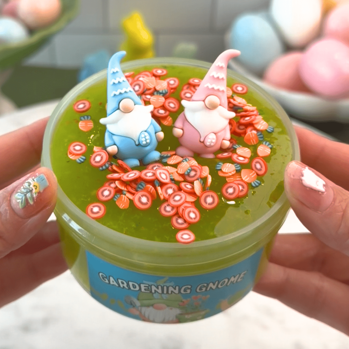 Gardening Gnome – Textured Clear Slime - Mythical Mushbunny Slimes